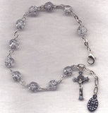 Crystal Silver Rosebud One Decade Rosary Bracelet BR024