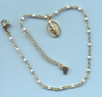 Miraculous Medal White Beaded Chain Bracelet BR031