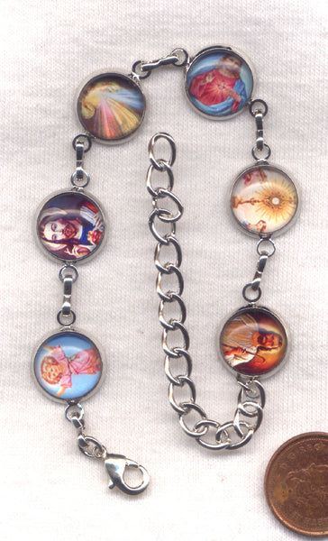 Colour Pictures Titles of Our Lord Jesus Medium Silver Chain Bracelet BR034