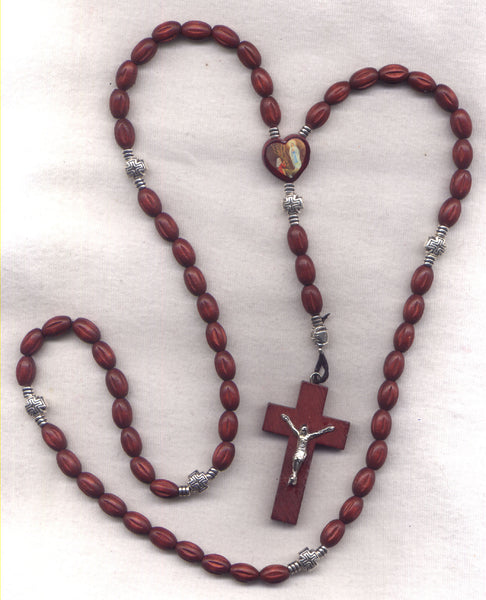 Brigittine Cord Rosary Our Lady of Lourdes and Bernadette with wood beads and crucifix BR04