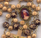 Brigittine Rosary Thorn Crowned Jesus Wood Beads BR53