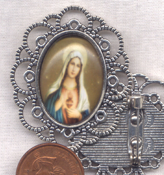 Immaculate Heart of Mary gold background Brooch each BRCH03G