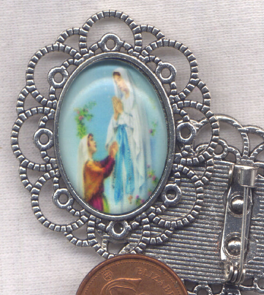 Our Lady of Lourdes and St Bernadette Brooch each BRCH03L