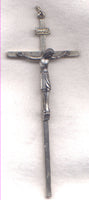 Slimline Shiny Silvertone Crucifix  3 inch