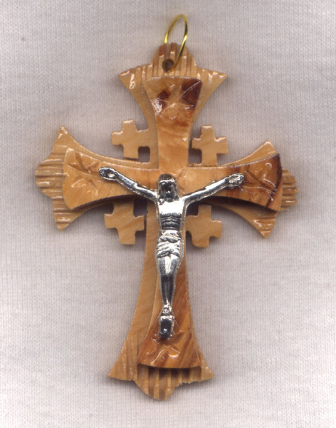Olive Wood Jerusalem Crucifix from the Holy Land hand carved each