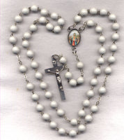 Bulk Buy White Wood Rosary Immaculate Heart 5 per pkg