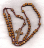 Wood Cord Rosary Dark Brown Square Beads CD03