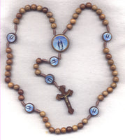 Our Lady of Grace Brown Wood Bead Cord Rosary  CD17