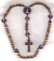 Our Lady of Fatima Brown Wood Bead Cord Rosary  CD18
