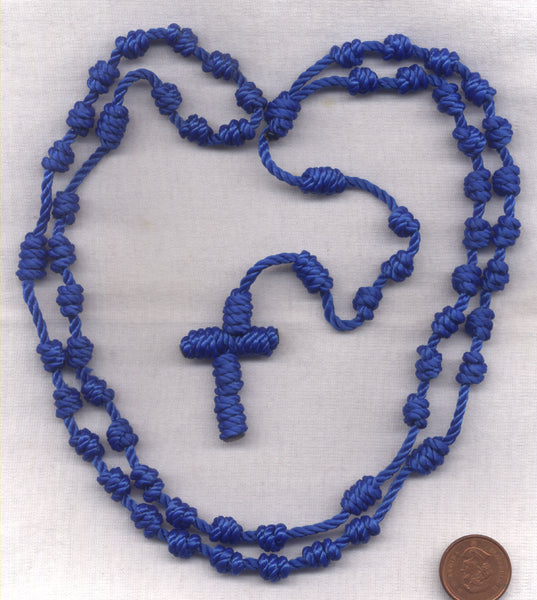 Hand Knotted Cord Rosary Blue  CD20B
