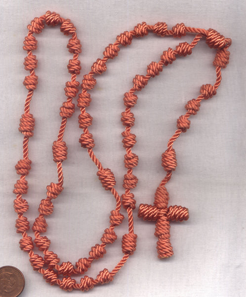 Hand Knotted Cord Rosary Coral Pink  CD22B