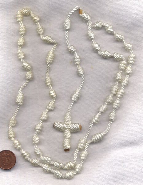 Hand Knotted Cord Rosary White CD23