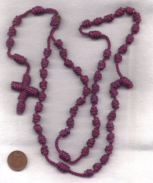 Hand Knotted Cord Rosary Purple CD24