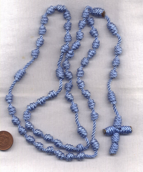 Hand Knotted Cord Rosary Light Blue CD26