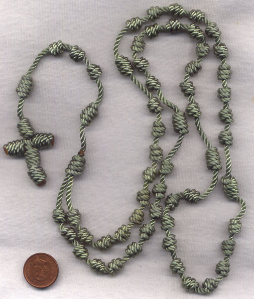 Hand Knotted Cord Rosary Light Green CD25