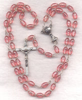 First Communion Rosary Econo Pink Acrylic Beads FC03