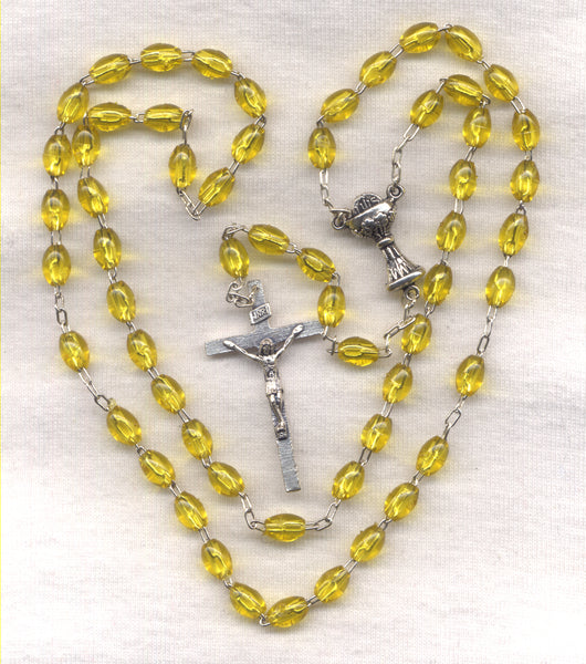 First Communion Rosary Econo Yellow Acrylic Beads FC04