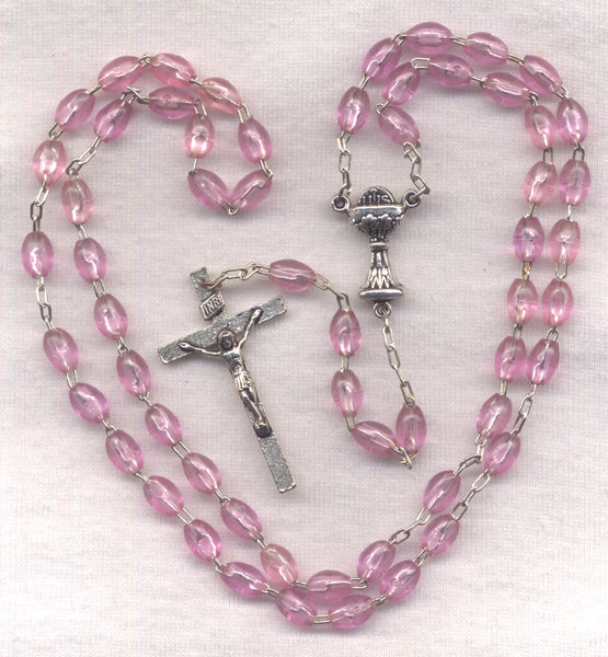 First Communion Rosary Econo Pale Pink Acrylic Beads FC05