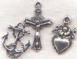 Faith Hope Charity Art Glass spring wire rosary bracelet BR017