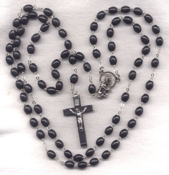 7 Joys of Mary Franciscan Crown Black Novena Beads plain  FR04