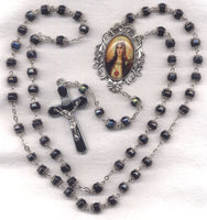 Immaculate Heart of Mary Double Capped Black AB Crystal FanC03