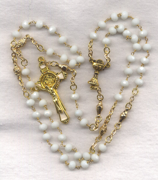 First Communion Rosary St Benedict Medal Crucifix V08