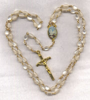 Our Lady of Fatima Rosary White Oval acrylic Bead GR03