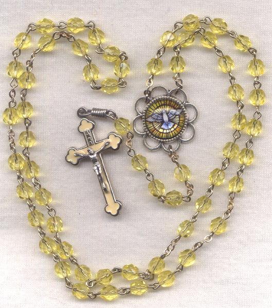 Holy Spirit Confirmation Rosary Yellow Faceted Crystal Beads GR05