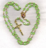 Jesus Pantocrateur Icon Rosary Green Oval acrylic Bead GR09