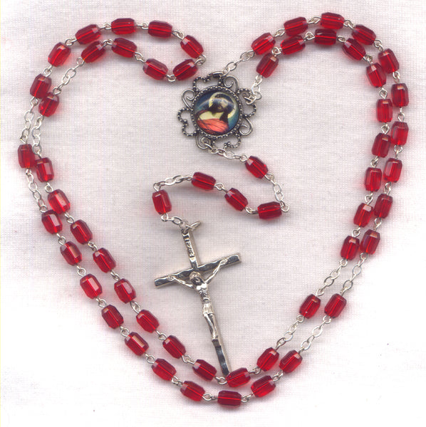 Thorn Crowned Jesus Birthstone Rosary Ruby GR100C July