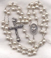 St Theresa Rosary White Glass Pearl Bead The Little Flower Rosary GR11