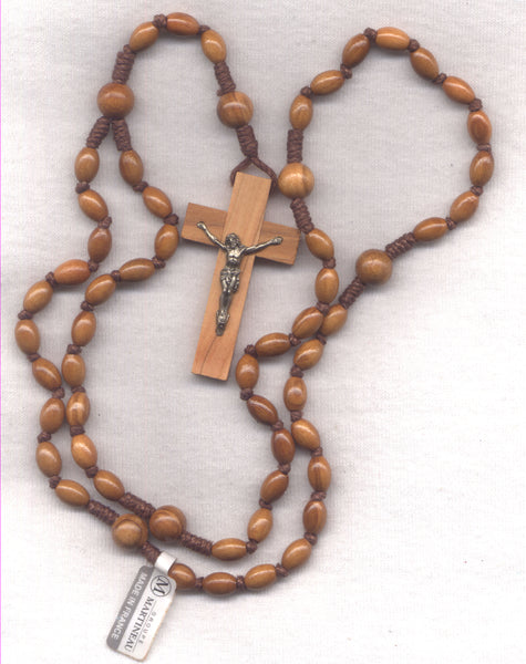 Simple Brown Wood Cord Rosary wood crucifix GR19