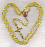 Our Lady of Czestochowa John Paul II Rosary Yellow Oval acrylic Bead V34