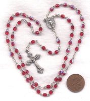Miraculous Medal Rosary mini ruby red beads GR23 July