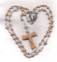 St Anthony of Padua brown glass rosary Tao crucifix GR39
