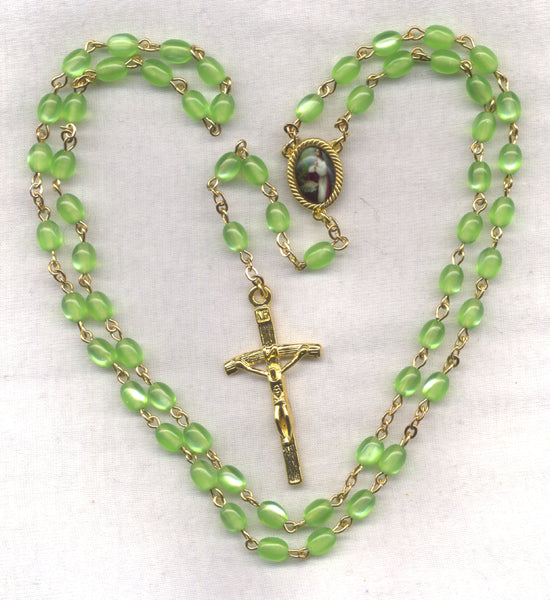 Jesus Agony in the Garden Rosary Green Oval acrylic Bead GR53
