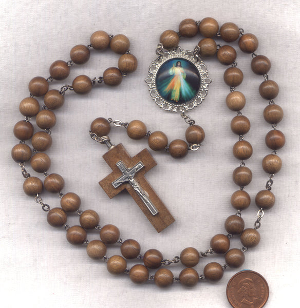 Divine Mercy brown wood beads GR59
