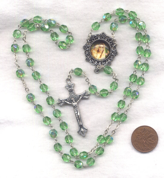 Madonna and Holy Child rosary peridot August GR79