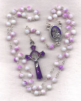 St Joseph Rosary Purple Splash Glass Bead GR81
