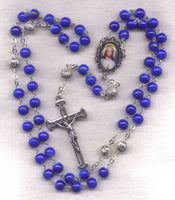 Sacred Heart of Jesus Rosary Blue glass beads GR82