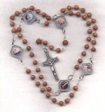St Padre Pio coco bead rosary St Benedict crucifix GR91