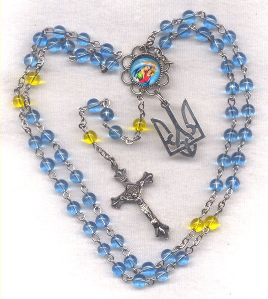 Viva Ukraine Blue Ukrainian Patroit Rosary Our Lady Queen of Heaven GR92C