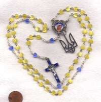 Viva Ukraine Blue and Gold Hearts Ukrainian Patroit Rosary V93