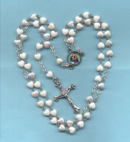Queen of Heaven Rosary Small White Glass Heart Bead H02