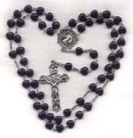 Mother of Sorrows Rosary Midnight Green Heart Bead H06