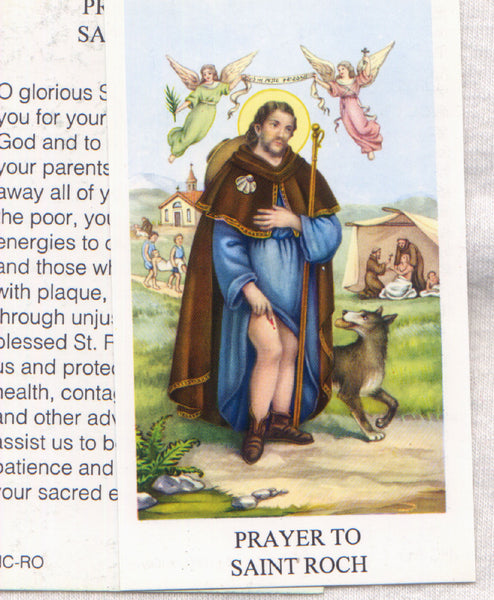 St Roche Patron of Illness and Plague prayer card 12/pkg IT108