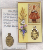 Miraculous Infant of Prague medal and prayer card IT114