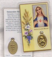 Immaculate Heart of Mary medal and prayer card IT117