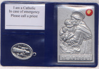 Pocket or Purse Folder St Anthony of Padua with St Benedict Medal IT123