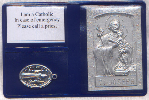 Pocket or Purse Folder St Joseph with St Benedict Medal IT125